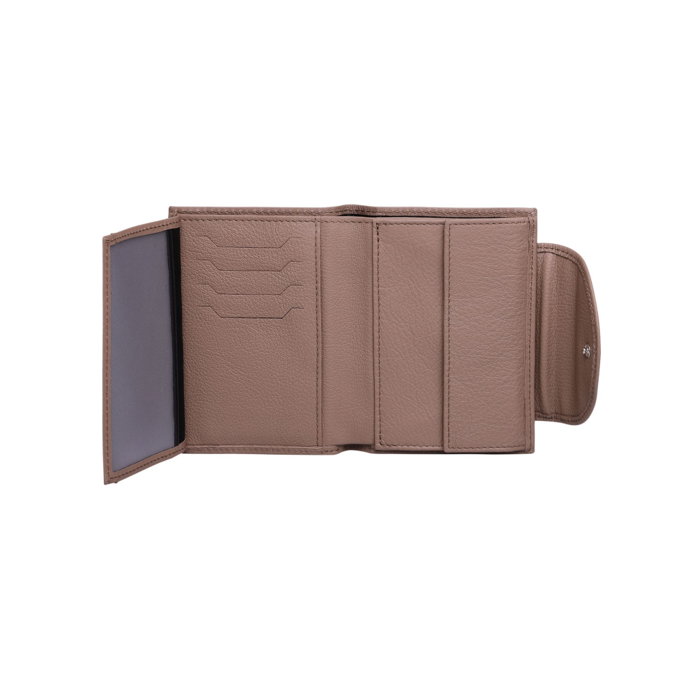 Medium-sized wallet made from taupe calf leather